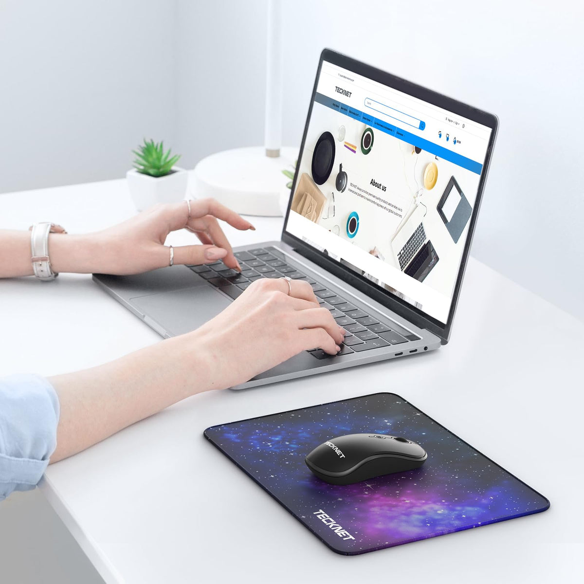 TECKNET Mouse Mat, 2 Packs with Stitched Edges, 270x210x3mm Mousepad