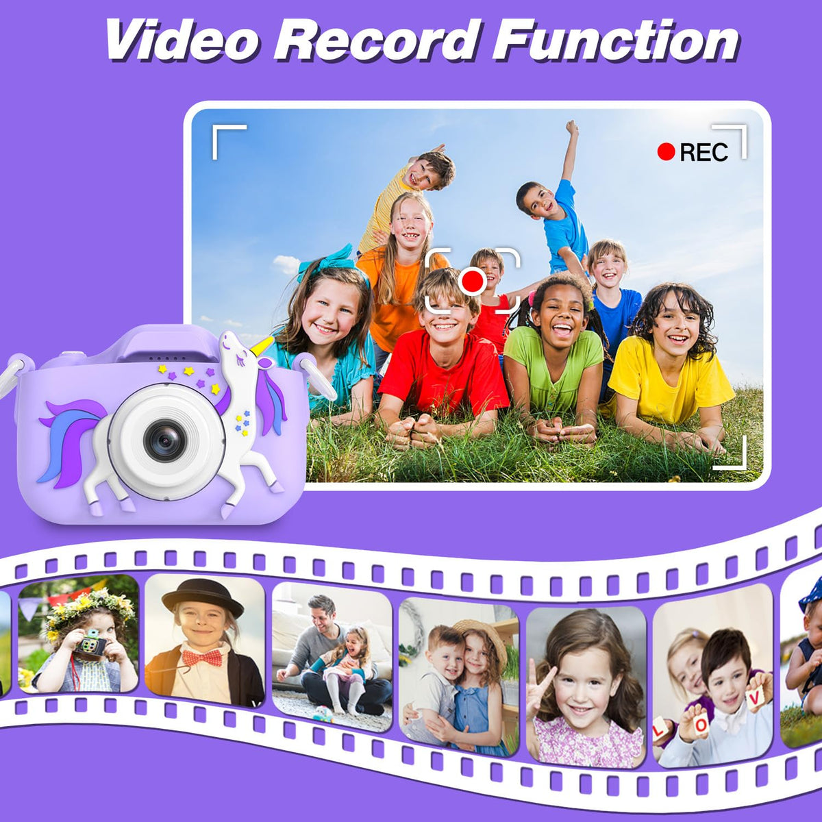 Goopow Kids Camera Toys for 3-8 Year Old Girls Boys,Children Digital Video Camcorder Camera with Cartoon Soft Cover, Best Chritmas Birthday Festival Gift for Kids