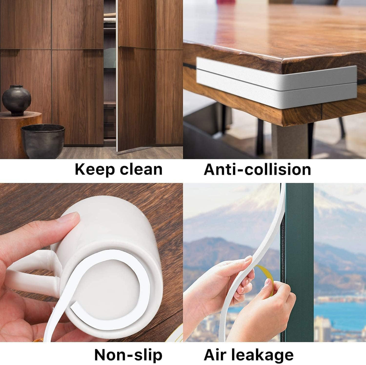 Draught Excluder Self Adhesive Foam Tape 6mm(W) x 3mm(T) Window Door Weather Stripping SoundProof Weather Strip Tape Seals for Gap Seal, 2 Rolls, Total 20M Long White