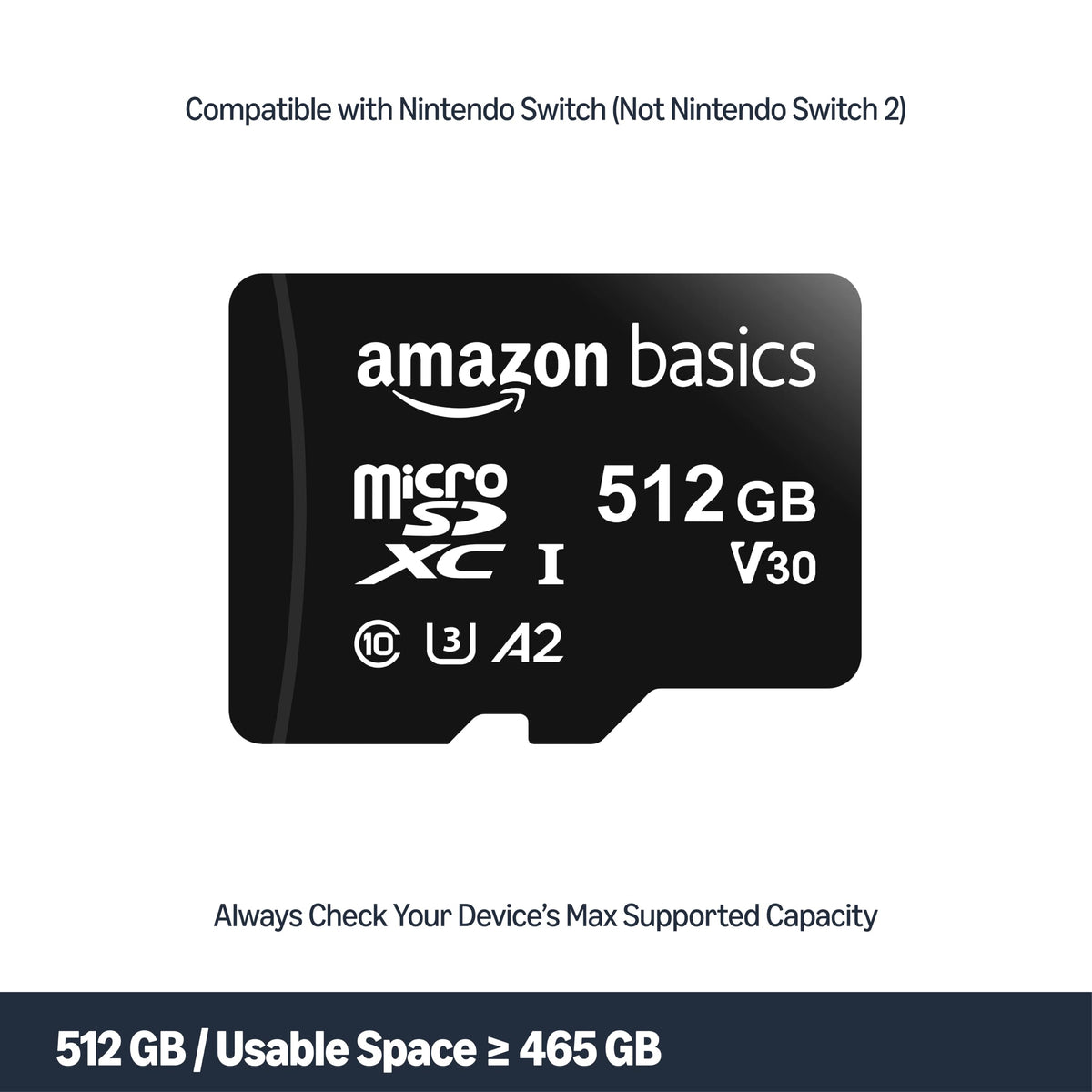 Amazon Basics 1TB Micro SD Card, Read Speed Up to 200MB/s, 1-Pack