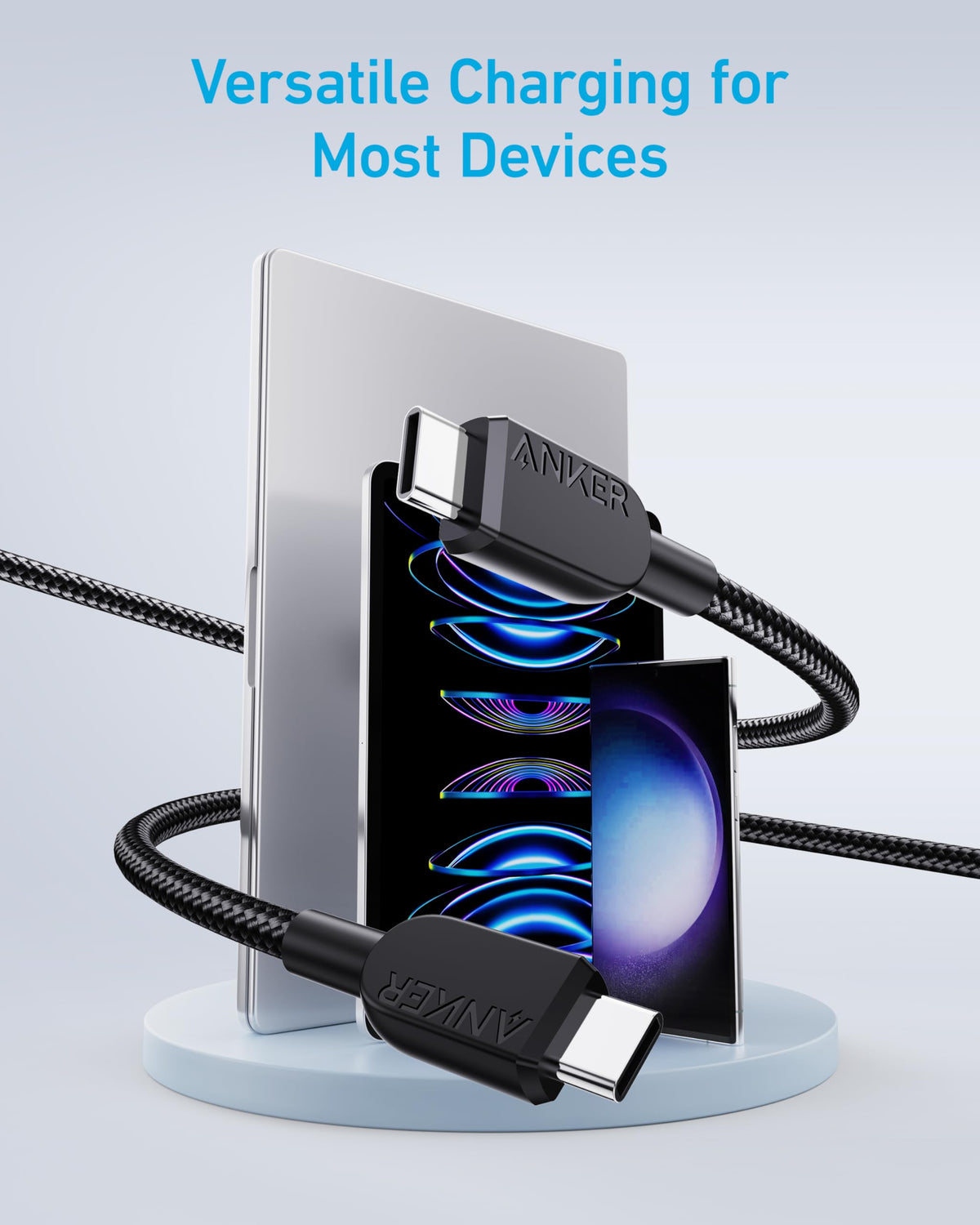 Anker 240W USB-C to USB-C Cable, 3 ft/0.9m Double Braided Nylon Type-C Charging Cable, for MacBook Pro, iPhone 17/16/15, iPad Pro, Samsung Galaxy,and More (Charger Not Included)
