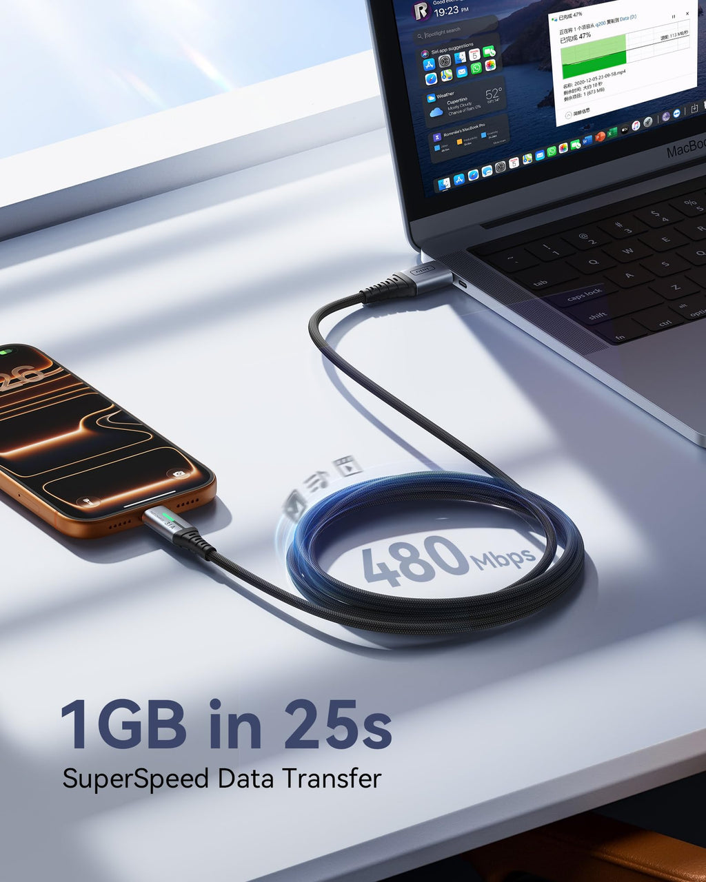 INIU USB C Charger Cable, [2m] USB A to USB C Charging Cable 3.1A