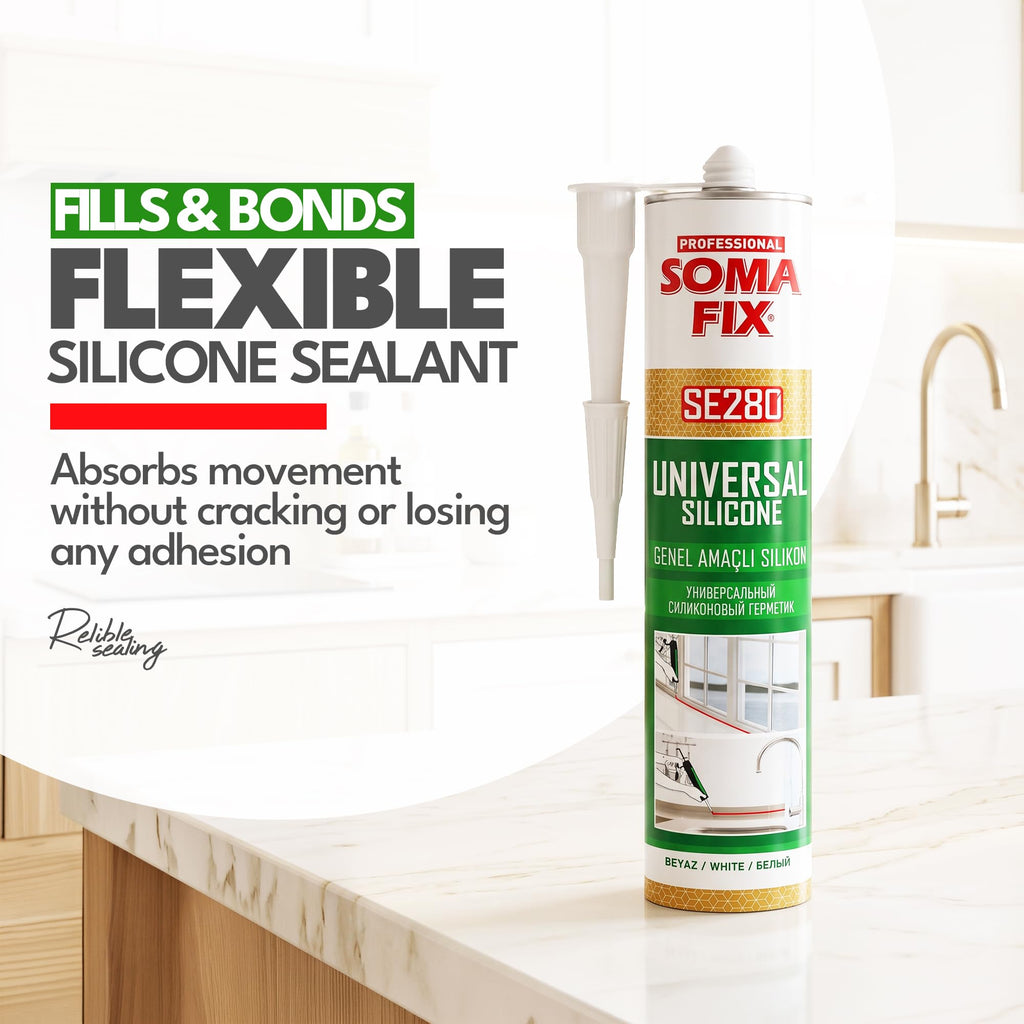 Brown Silicone Sealant, Waterproof & Flexible Sealant and Adhesive - 280ml