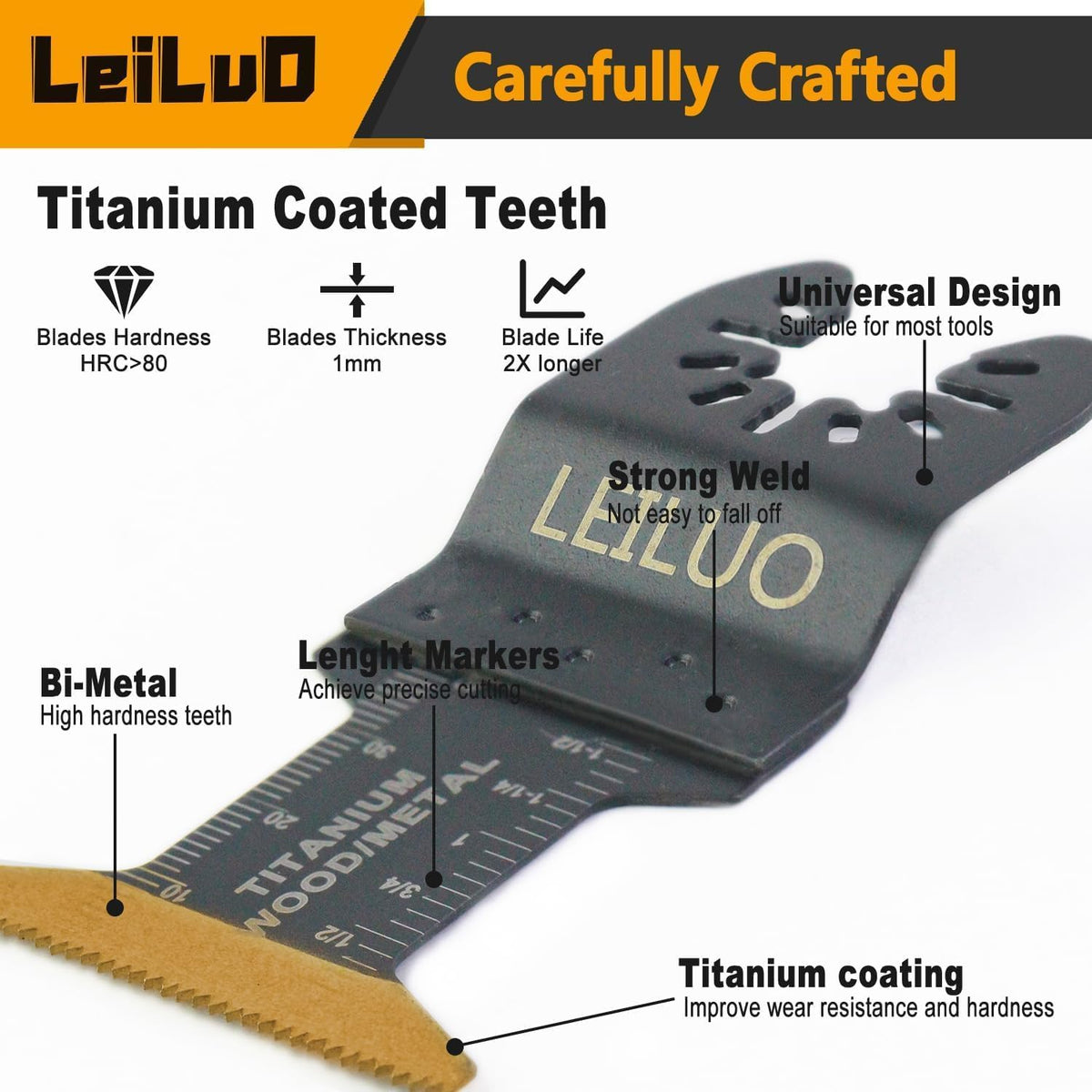 LEILUO 32Pcs Oscillating Tool Blades Wood Metal Multitool Blades Set