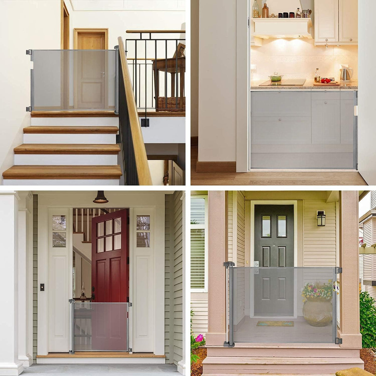 Retractable Stair Gate for Baby, Extra Wider Safety Dog Gate 150cm, 86cm Tall, One Hand Operated Baby Gate for Stairways & Hallways, Indoor & Outdoor, Grey (150cm)