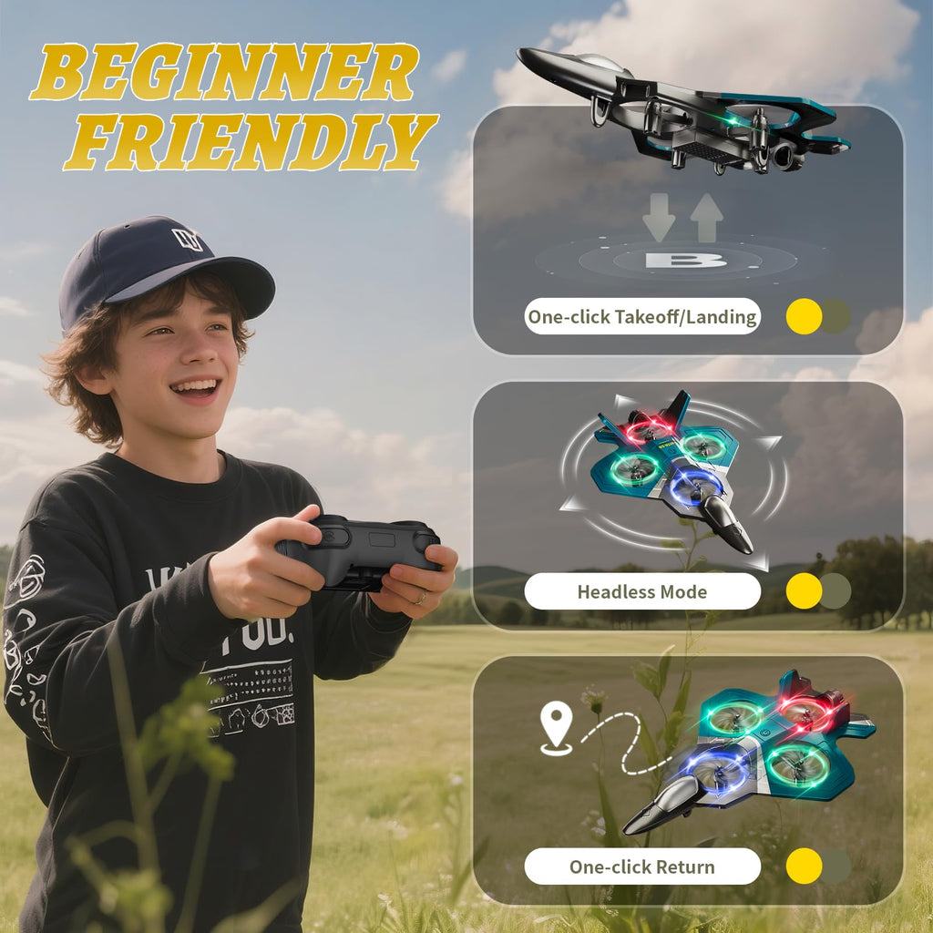 RC Planes Remote Control Airplanes Drones for Kids Adults,Black,3Batteries