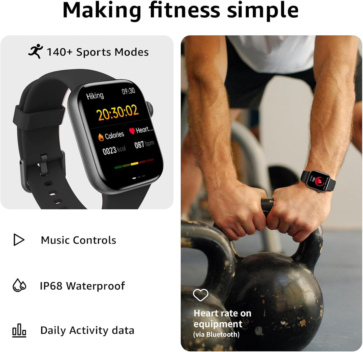 AcclaFit Smart Watch for Men Women Answer/Make Call, 1.85" Smartwatch, Fitness Watch with Heart Rate Blood Pressure Sleep Monitor, IP68 Waterproof Step Counter Compatible with Android IOS Orange