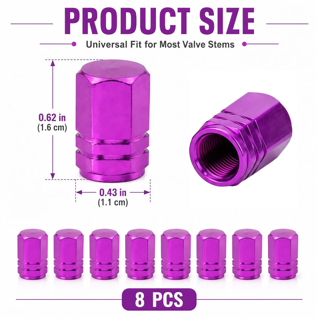 Aluminum Tire Valve Caps,8 Pcs Dustproof Stem Covers