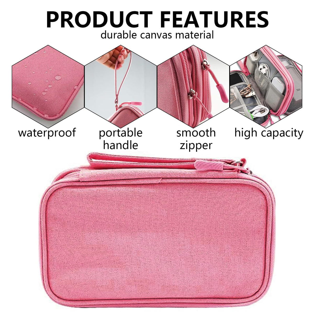 Teskyer Travel Cable Organiser Bag, Travel Essential, Black