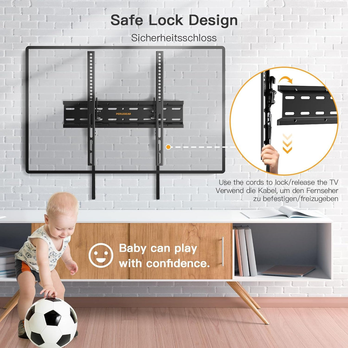 Perlegear Tilt TV Wall Bracket for 37–82 inch LCD LED TVs up to 60kg