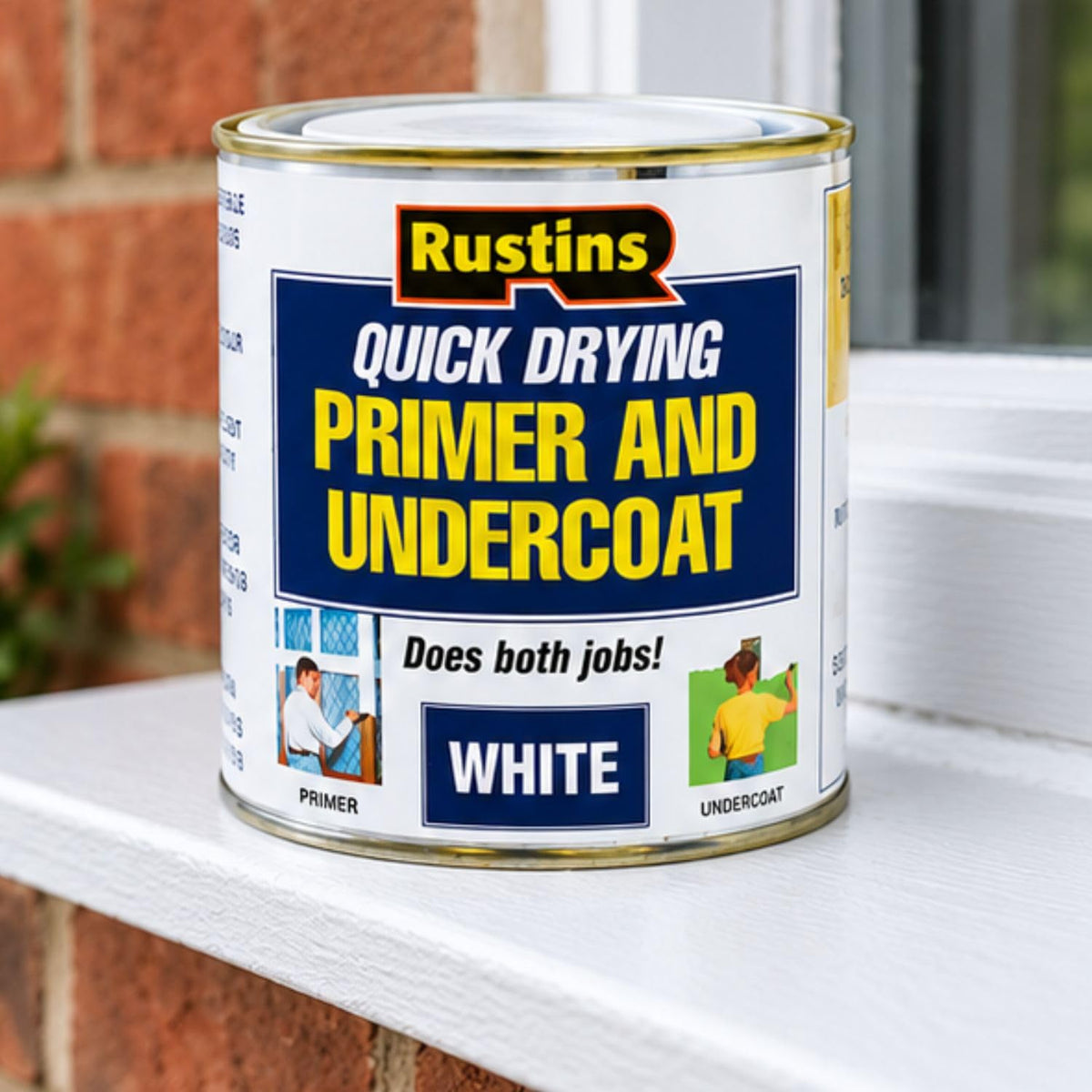 RUSTINS WHPU500 500ml Quick Dry Primer Undercoat - Fast-Drying Paint Base for Smooth Coverage; Easy-to-Use Interior & Exterior Prep Coat for Walls, Woodwork & DIY Home Decorating