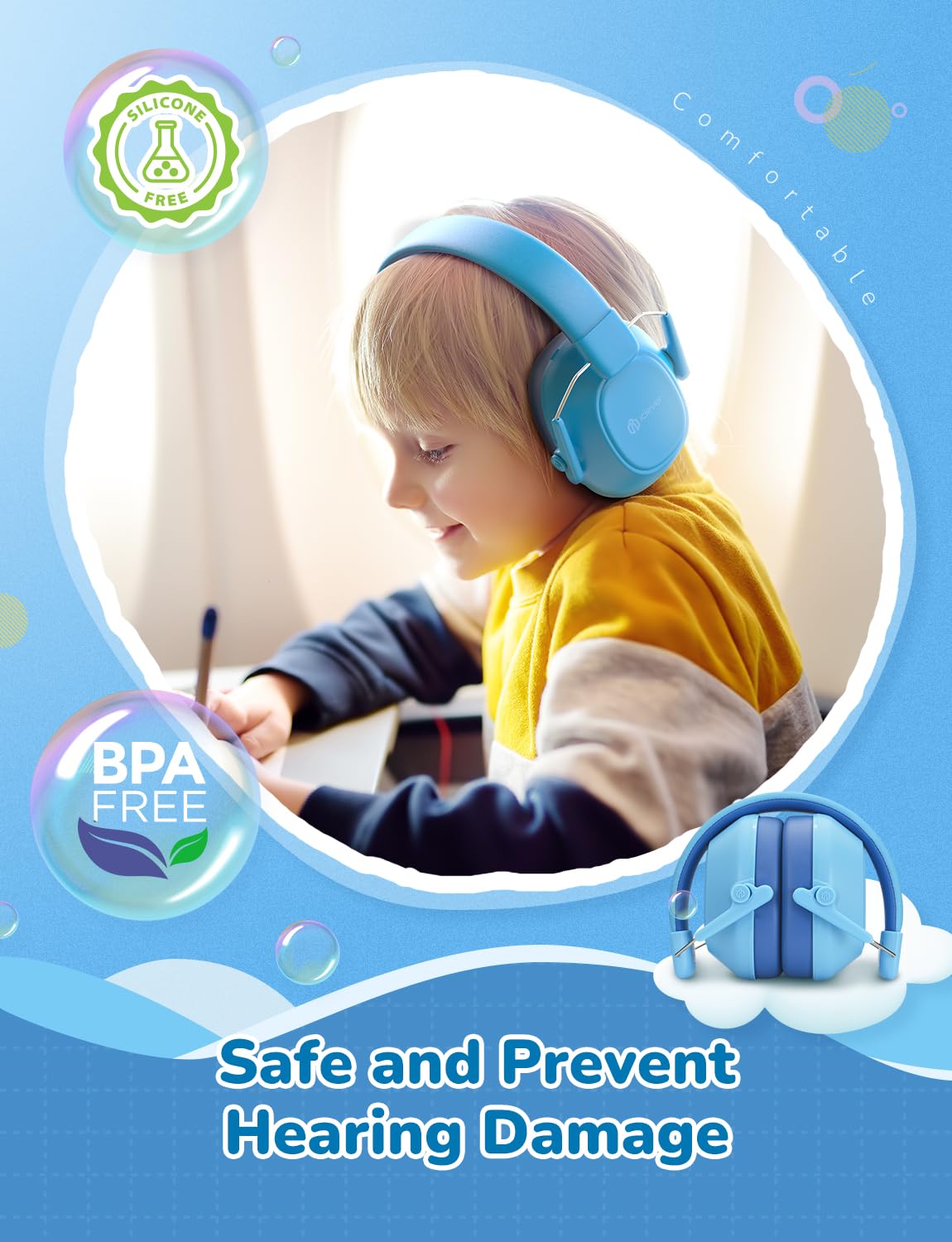 iClever EM01 Ear Defenders Children SNR 29dB for Autism&Concentration Aid