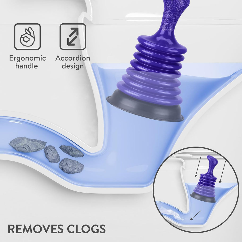 Luigi's Mini Sink Plunger for Unblocking Drains in Bathroom Kitchen Sink Bath and Shower - Small Powerful Commercial Style Plumbers Plunger - Bellow Plunger Sink Unblocker