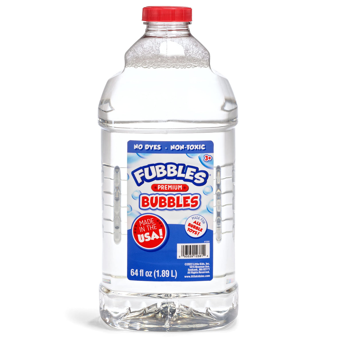 Little Kids Bubbles by Fubbles | Made in The USA | 64oz Non Toxic Bubble Solution | Refill Solution for Bubble Machines and Bubble Toys