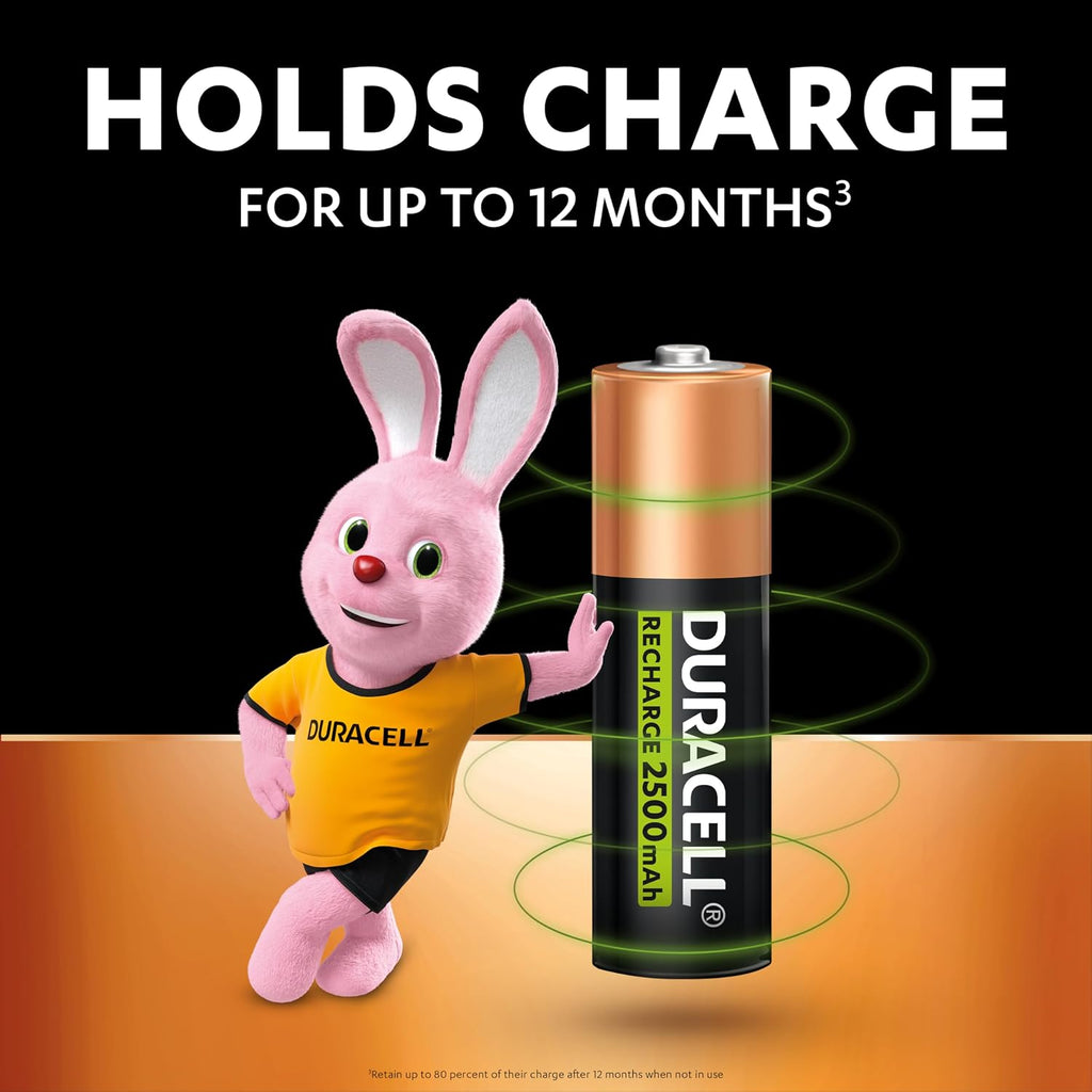 DURACELL AA Rechargeable Batteries (4 Pack) 1.2V, 2500 mAh NiMH