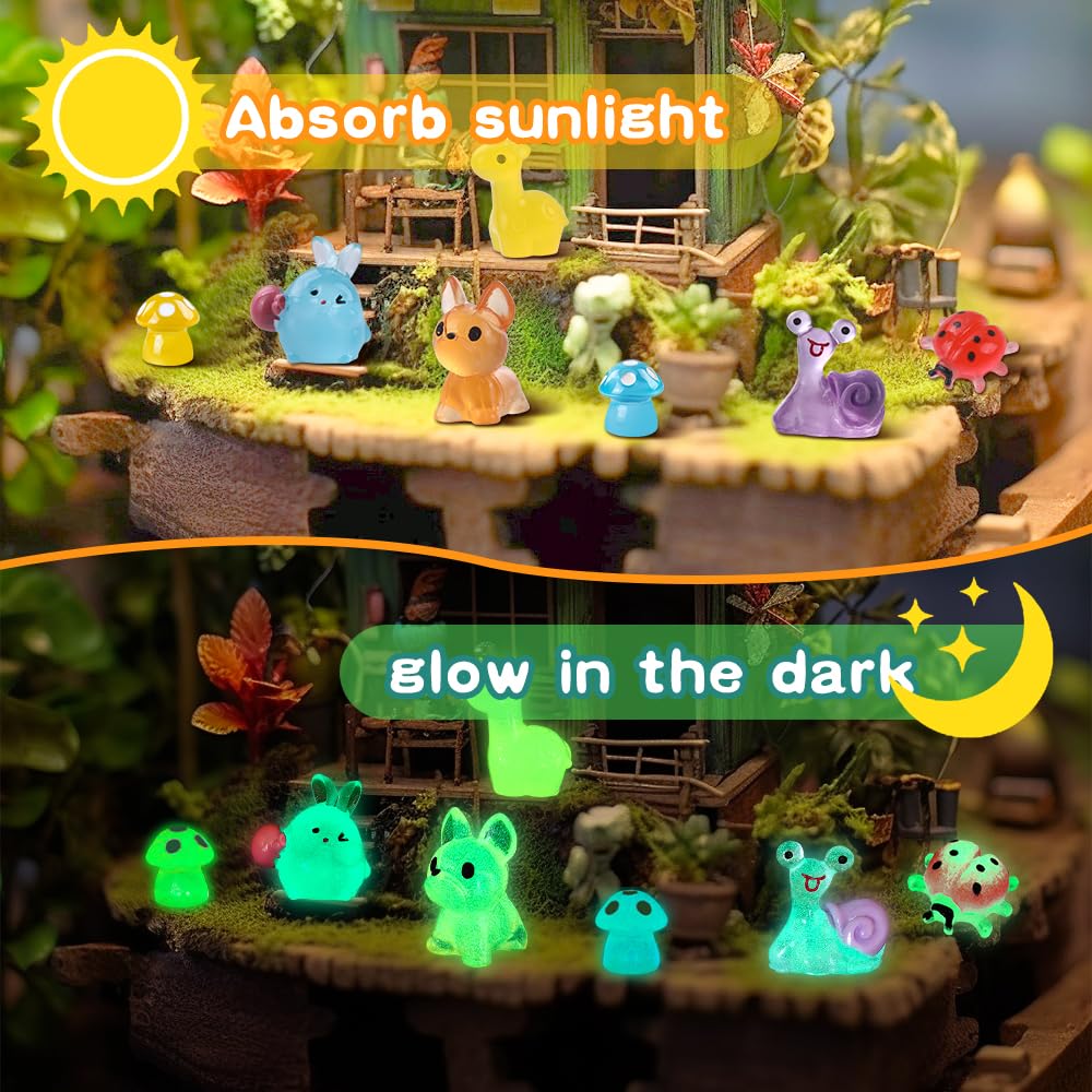 DIYDEC 24pcs Luminous Christmas Mini Resin Tree Figures Toys