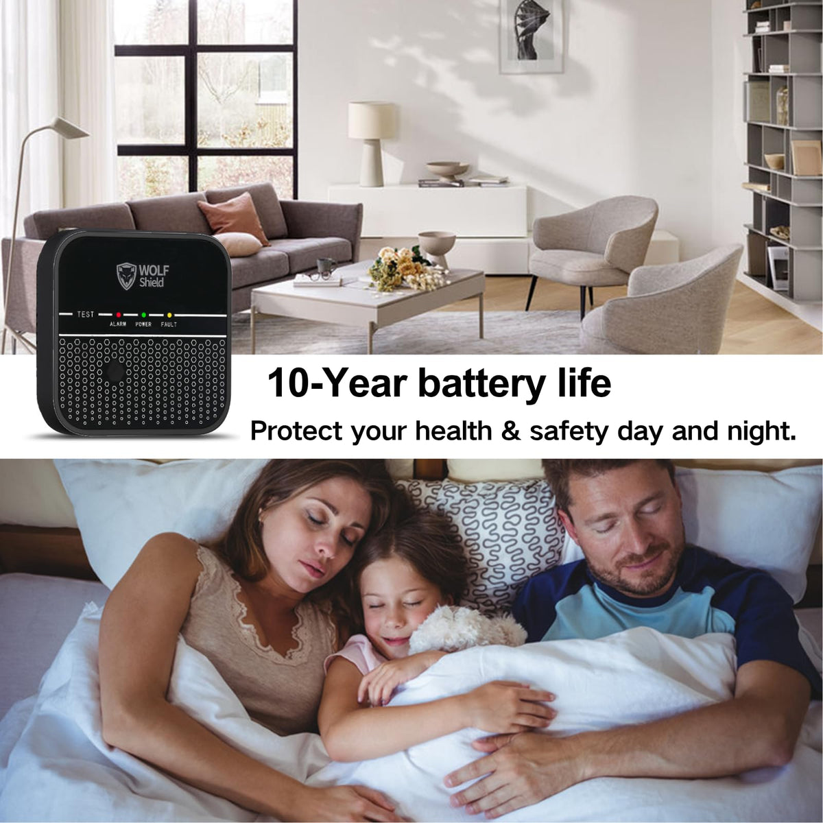 Carbon Monoxide Detector, 10-Year Sealed Battery, EN 50291-1:2018 Certified, 85dB Siren, CO Detector for Home, Caravan, Camping & Travel, Black