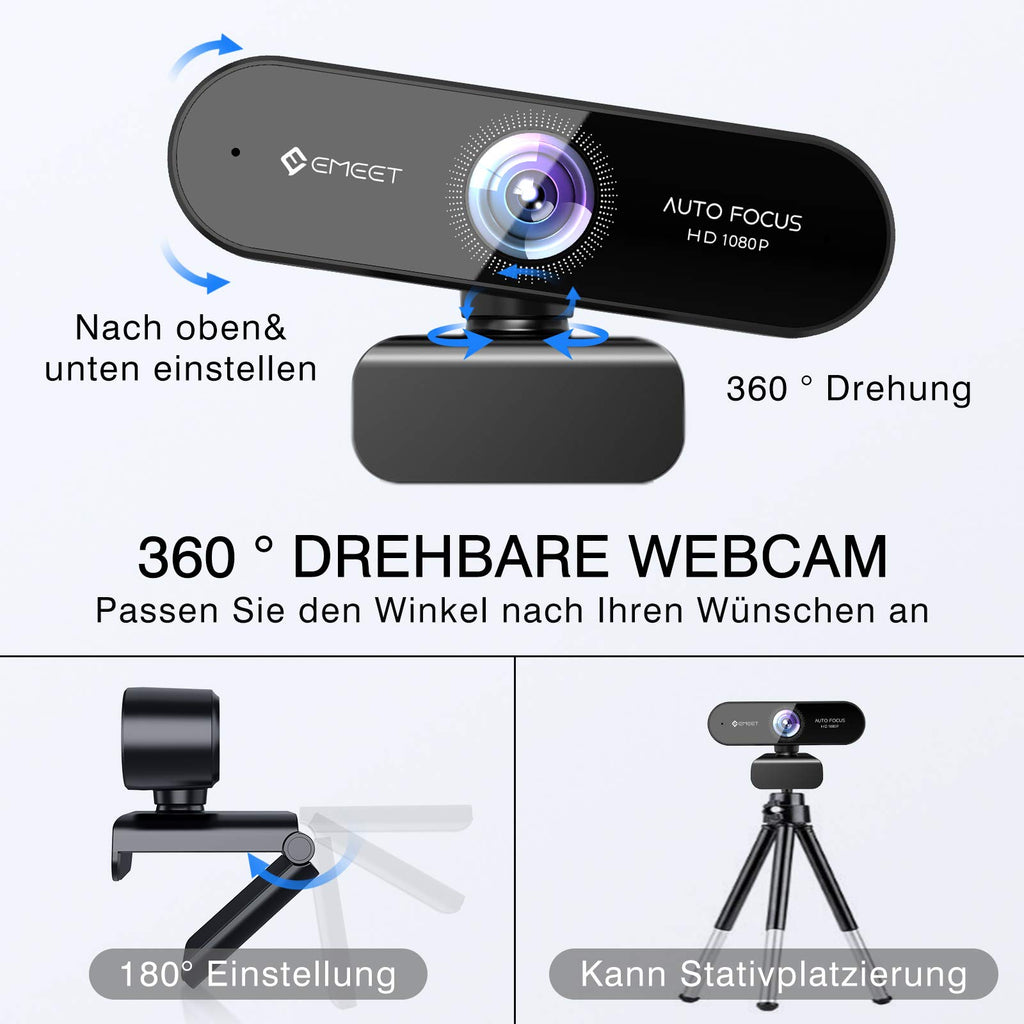EMEET S600 4K Webcam for Streaming - Sony 1/2.55'' Sensor, PDAF Autofocus, 1080P@60FPS, 2 Noise Reduction Mics, Built-in Privacy Cover, 73° FOV, Streaming Camera for Live Commerce/Gaming/Beauty