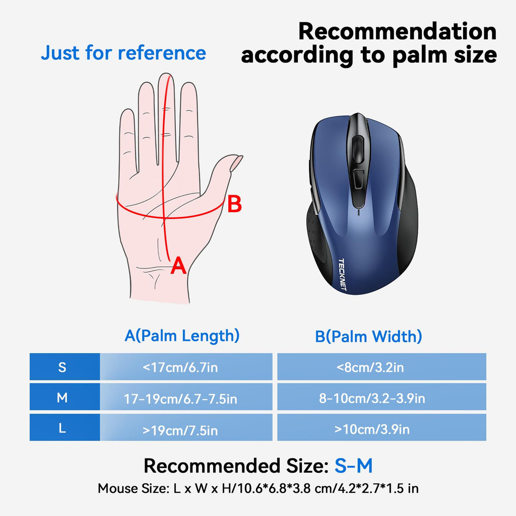 TECKNET Bluetooth Mouse, Wireless Mouse Rechargeable