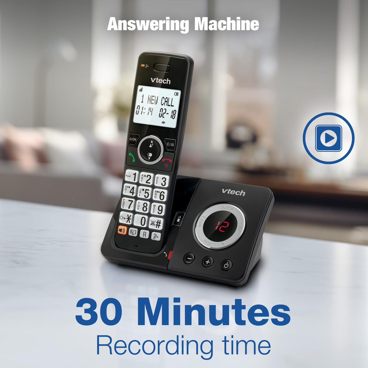 VTech EA5053 DECT Cordless Phone with Answering Machine,Nuisance Call Blocker, Volume Booster, Easy-to-Read Backlit Display, 18 Hours Talk-time, Handsfree Speakerphone, 4-Handset