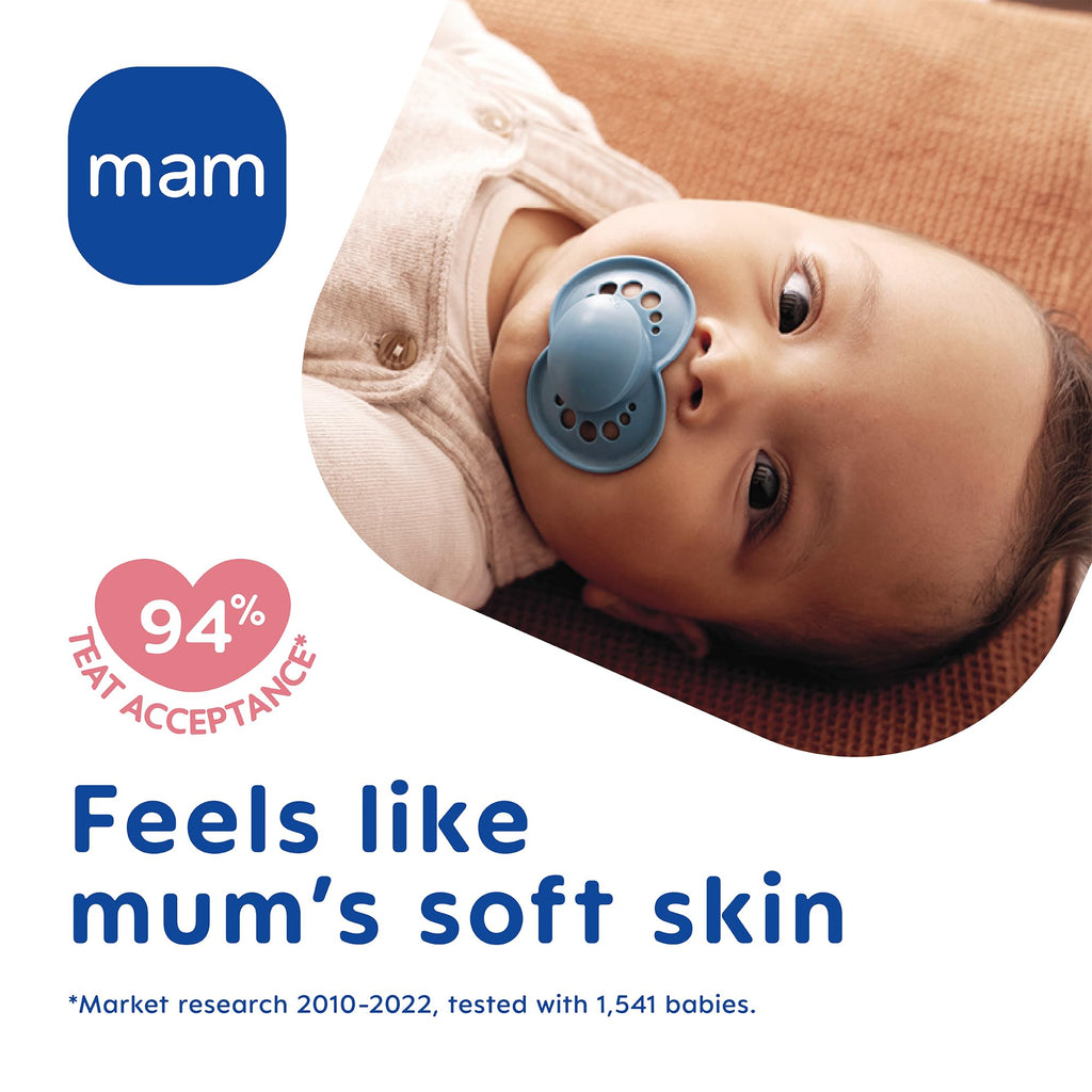MAM Original Dummies, 18-36M, 2 Pack, Orthodontic Design, Blue