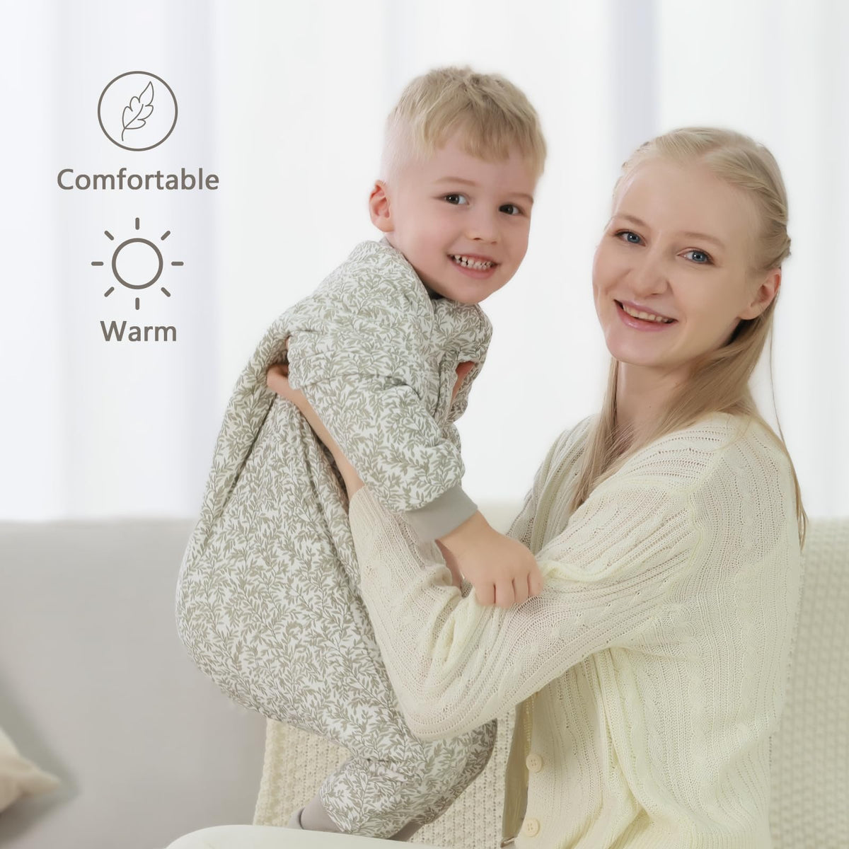 Mosebears Baby Sleeping Bag, 2.5 TOG Baby Sleep Sack with Legs,Winter Sleeping Bag with Removable Sleeves