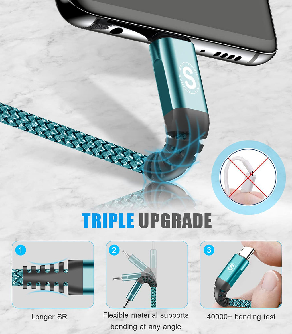 2-Pack 3m 60W USB C to USB C Charger Cable, PD Type C Super Fast Charging for iPhone 16 15 MacBook iPad Pro, Samsung Flip Fold 7 6 5 S25 S24 S23 Ultra, Steam Deck, Nintendo Switch etc