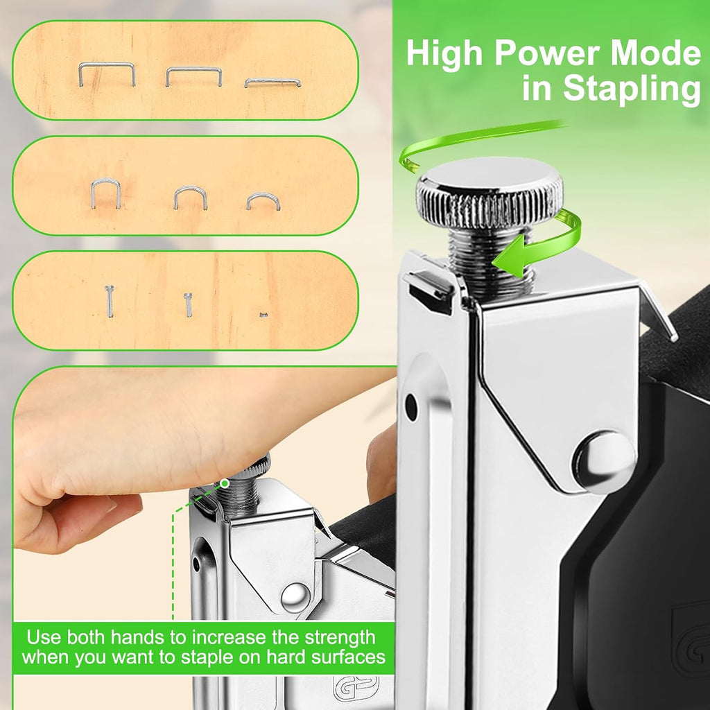 AECCN 3-in-1 Heavy Duty Staple Gun for Wood & Furniture, and DIY, Silver