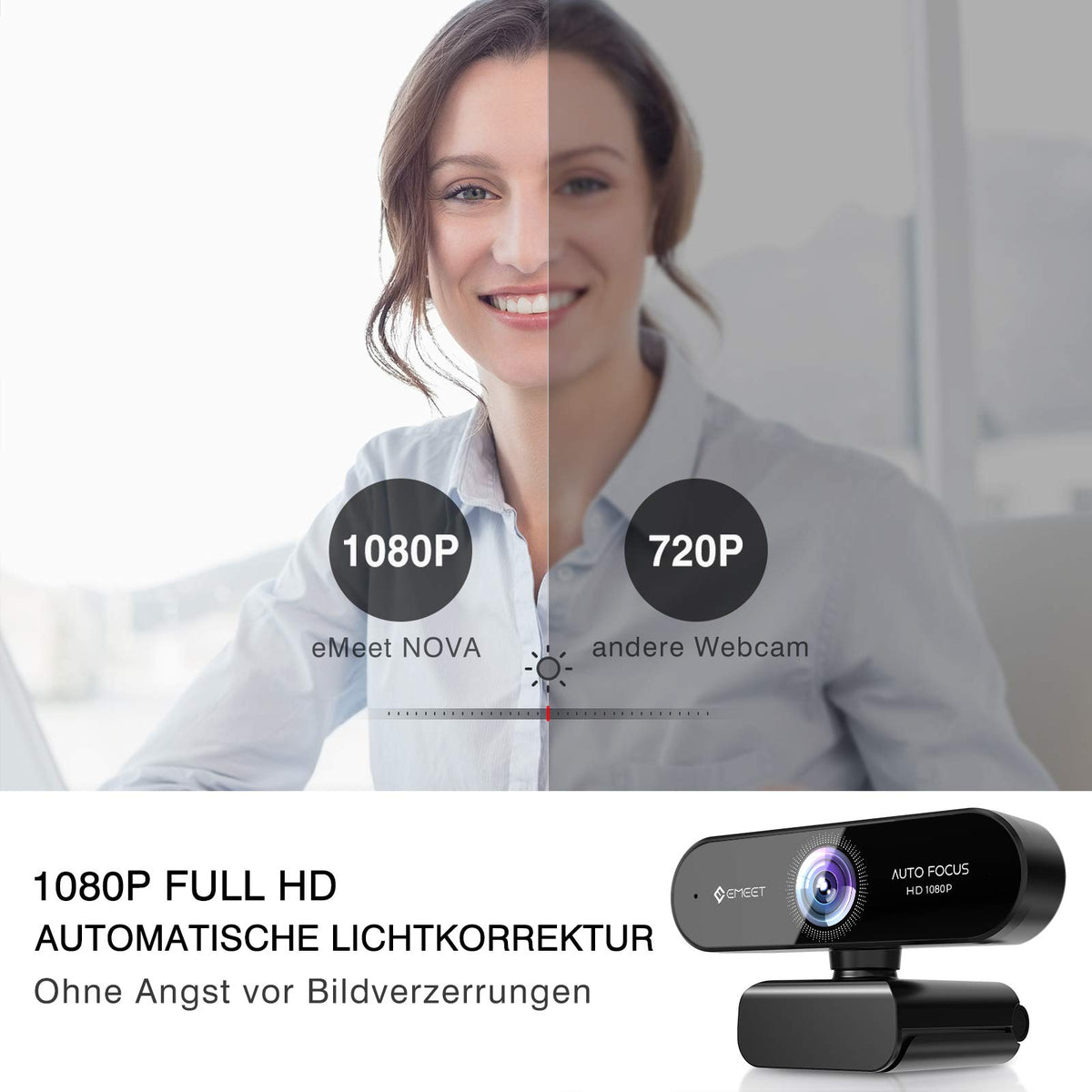 EMEET S600 4K Webcam for Streaming - Sony 1/2.55'' Sensor, PDAF Autofocus, 1080P@60FPS, 2 Noise Reduction Mics, Built-in Privacy Cover, 73° FOV, Streaming Camera for Live Commerce/Gaming/Beauty
