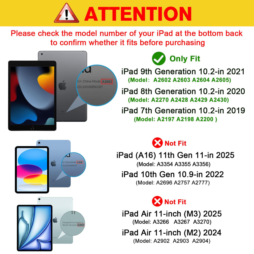 ProCase for iPad 9th/ 8th/ 7th Generation Case 10.2 Inch (Black)