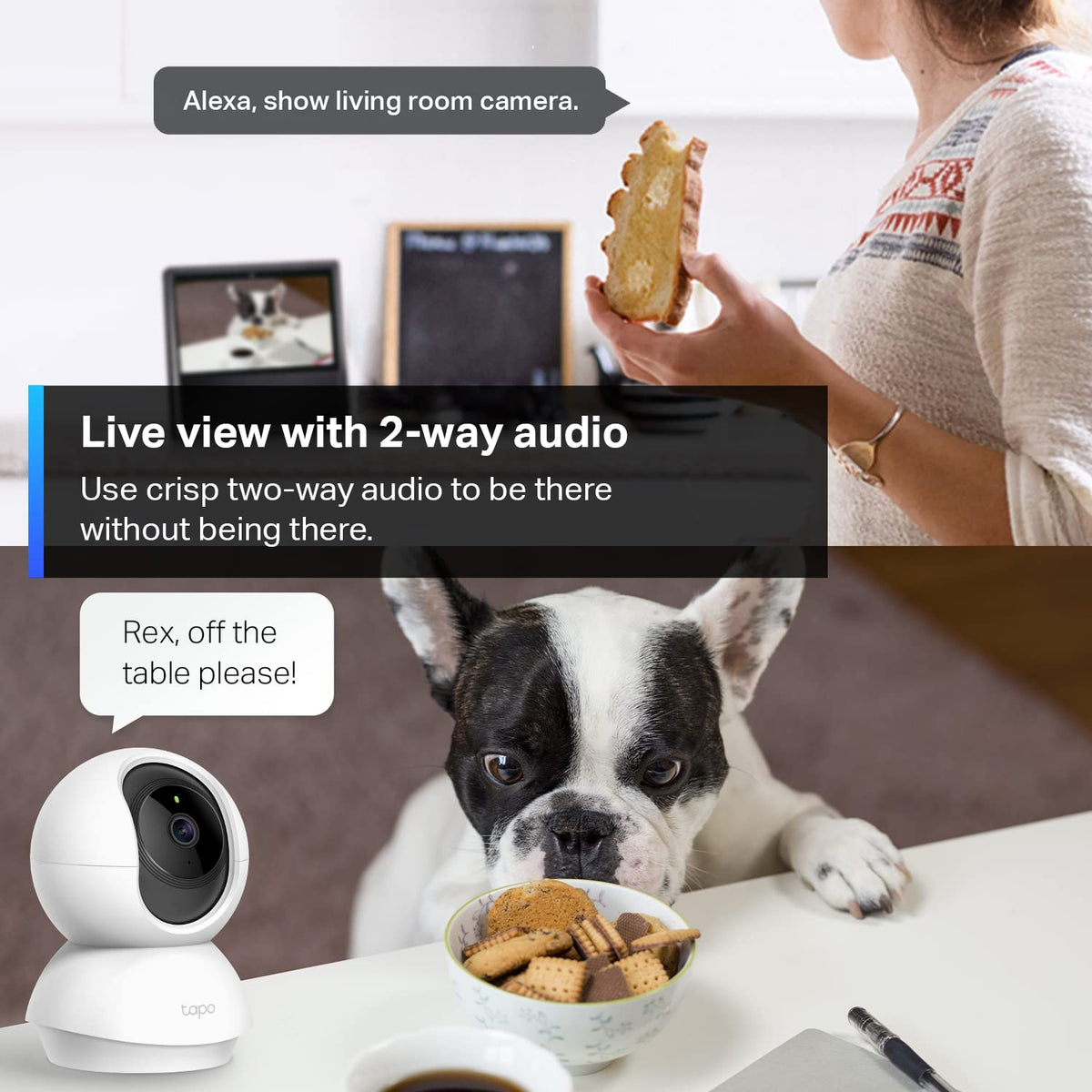 Tapo C210P2 2K 3MP Pan/Tilt Indoor Security Camera Set, Pet Camera