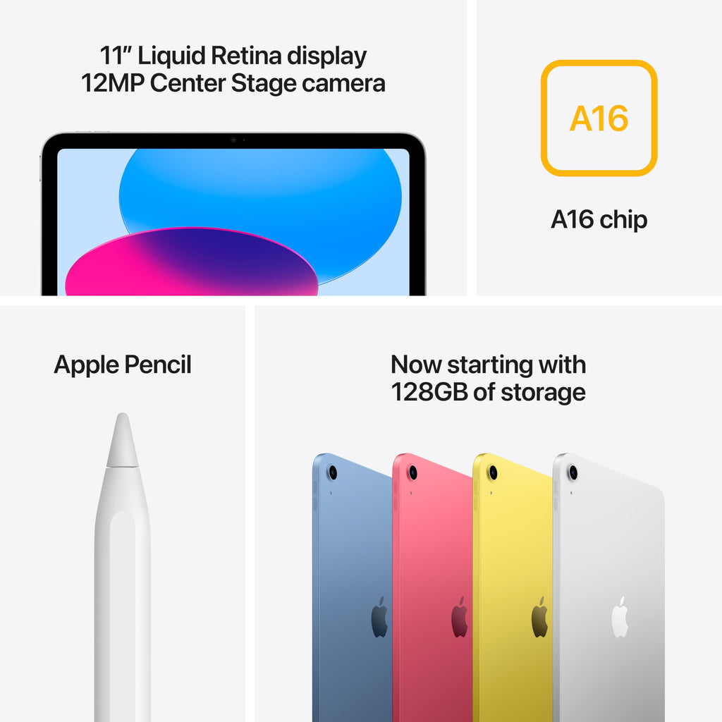 Apple iPad 11-inch: A16 chip, 11-inch Model, Liquid Retina Display, 256GB, Wi-Fi 6 + 5G Cellular, 12MP Front / 12MP Back Camera, Touch ID, All-Day Battery Life — Pink