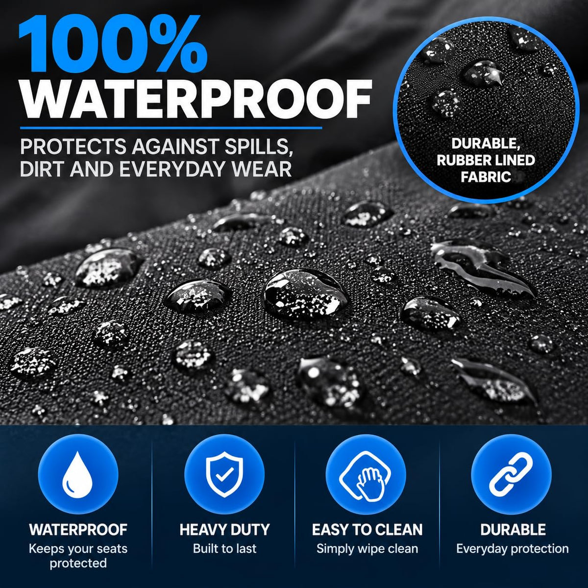 BLKWPSPFP920 Heavy Duty Black Waterproof Car Seat Covers/Protectors - 2 x Fronts