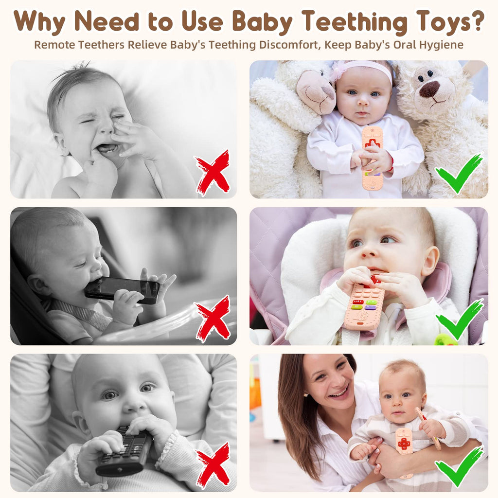 Teething Relief Teethers Toys for Babies 3-6 12 Months Gifts, Silicone Remote Control Baby Teether Bath Toys for 3 6 9 Months Newborn Infant Boy Girl Autism, Food Grade Silicone Sensory Toys, Black