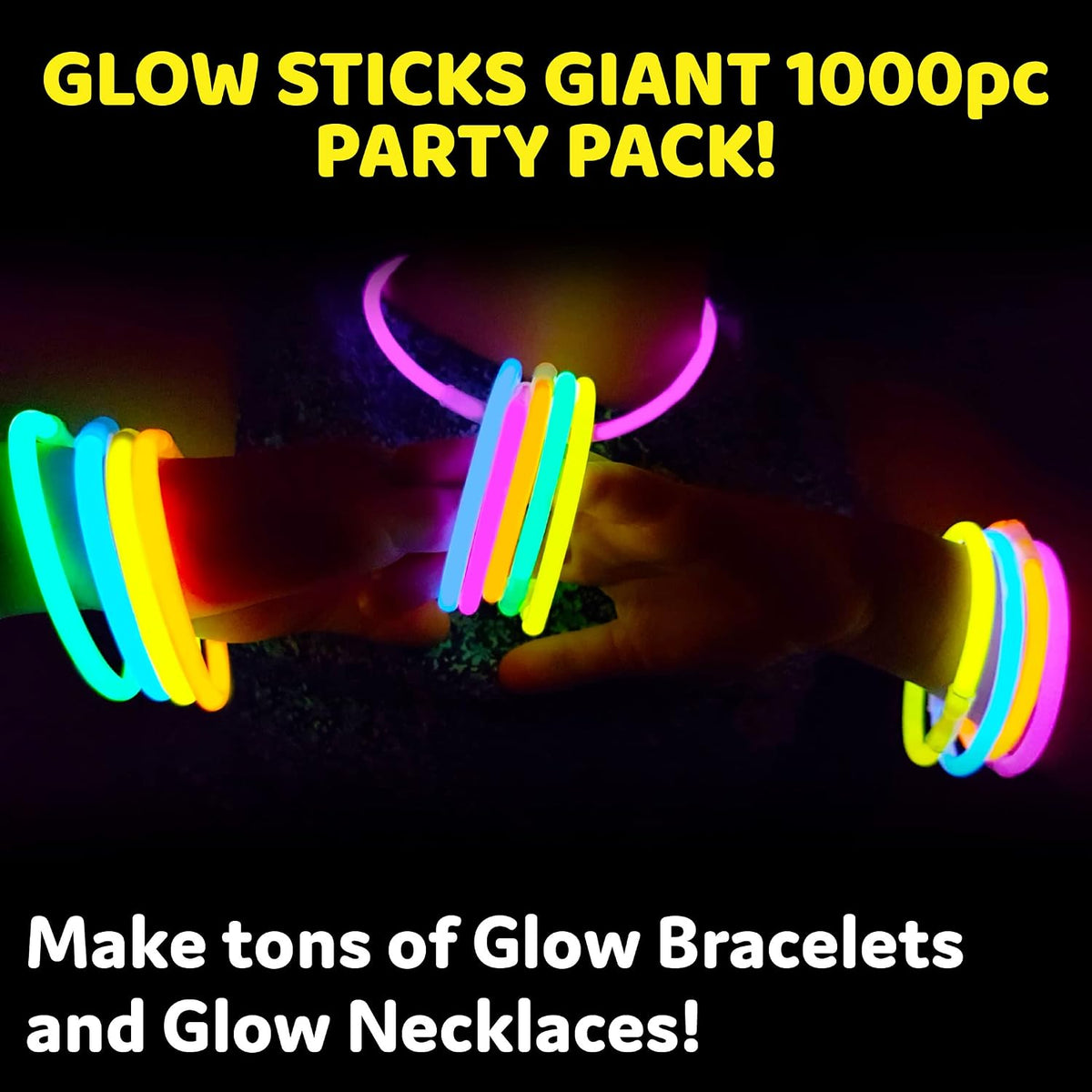 PartySticks Glow Sticks Halloween Party Supplies 100pk - 8 Inch Glow in the Dark Light Up Sticks Party Favors, Glow Party Decorations, Neon Party Glow Necklaces and Glow Bracelets with Connectors
