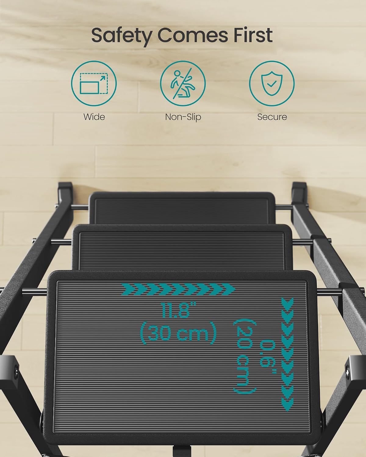 SONGMICS 3-Step Ladder, Folding Step Ladder, Safety, Holds up to 150KG