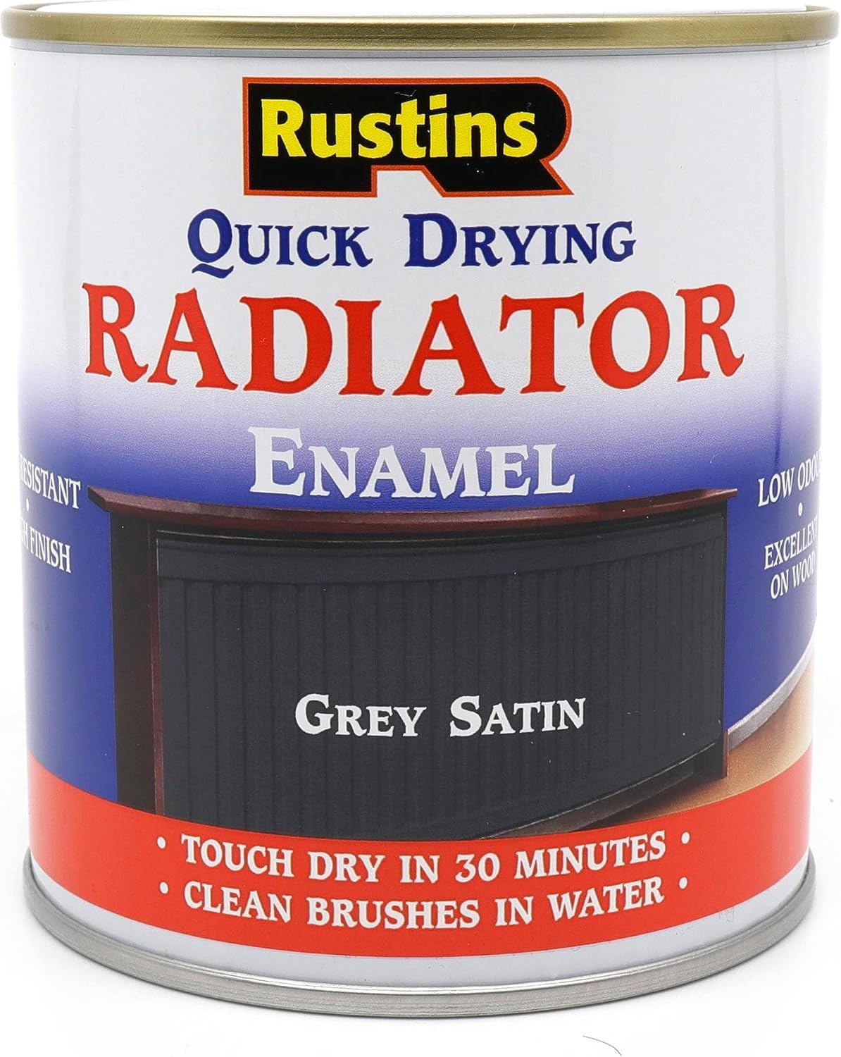 RUSTINS Quick Drying Radiator Enamel Satin - Black 250ml – Durable, Long-Lasting Finish for Radiators That Stands the Test of Time