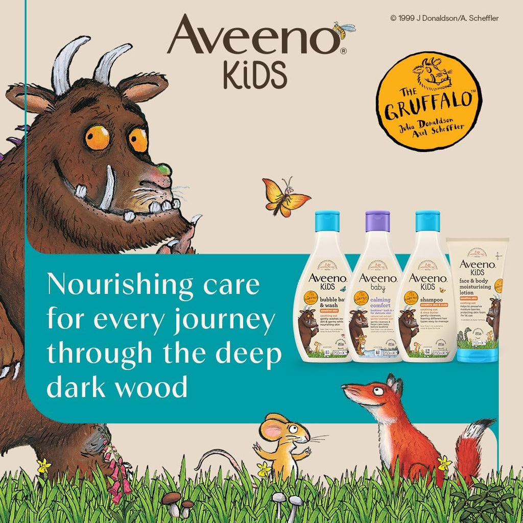 Aveeno Kids Bubble Bath & Wash for Sensitive Skin 250ml Gruffalo Edition