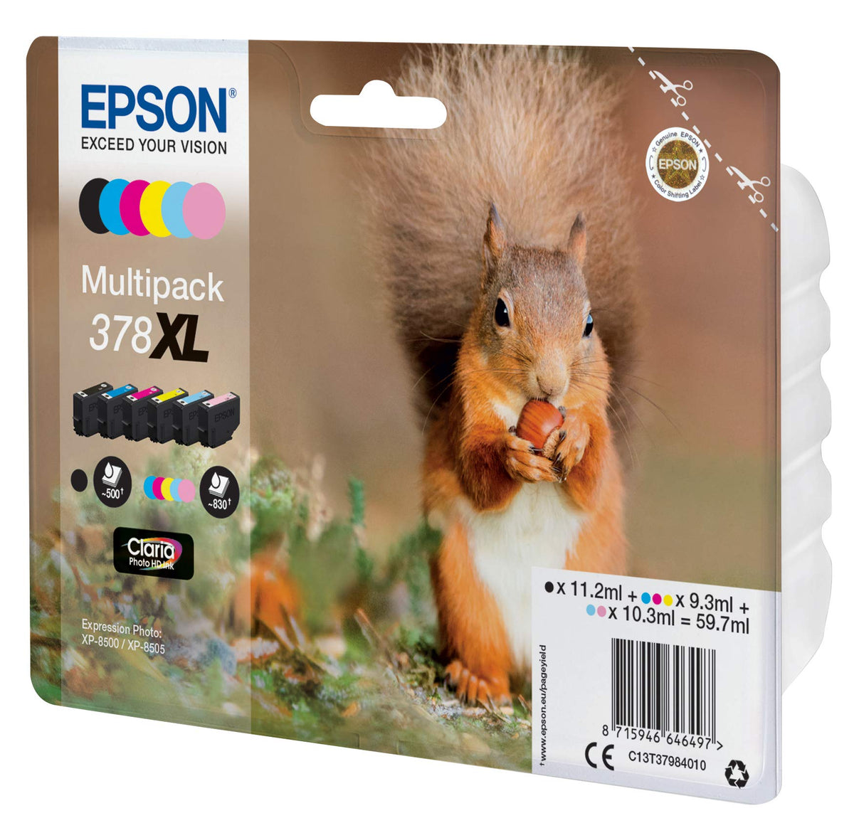 Epson 378 Black Squirrel Genuine, Claria Photo HD Ink Cartridge, Standard Capacity