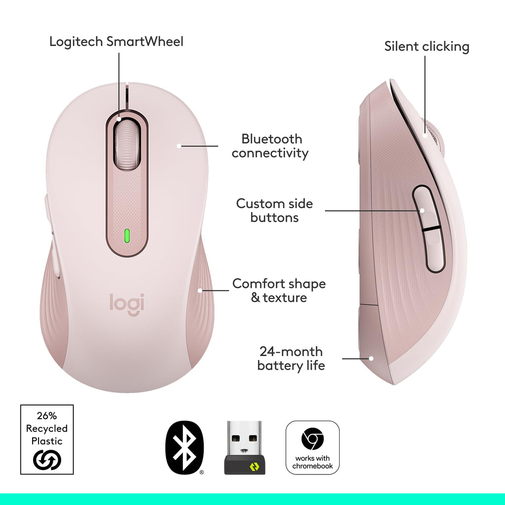 Logitech Signature M650 L Full Size Wireless Mouse - For Large Sized Hands