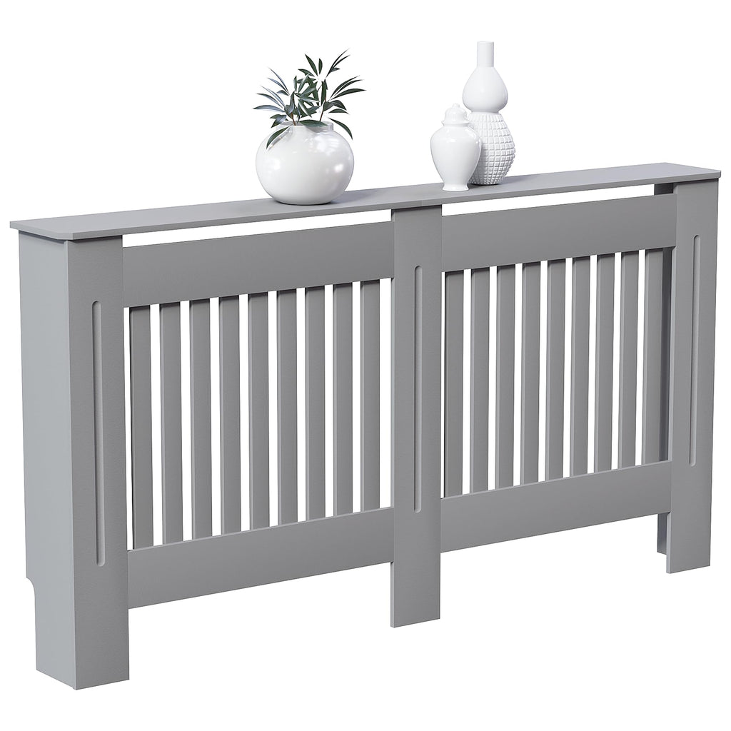 Vida Designs Chelsea Radiator Cover White - Medium - Modern Vertical Slat Design For Optimal Heat Circulation - H82xW111xD19cm - Painted MDF Cabinet Ideal For Living Room & Hallway