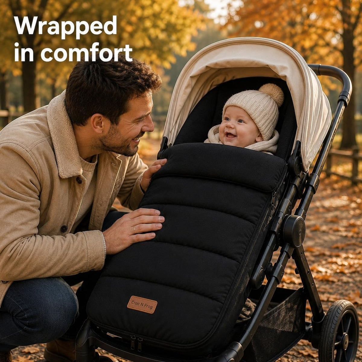 CrocnFrog Universal Baby Bunting Footmuff - Cosy Toes Fit Toddler Foot Muff for Stroller, Buggy, Pushchair & Pram Footmuffs Comes with Warm and Soft Polar Fleece Water, Wind
