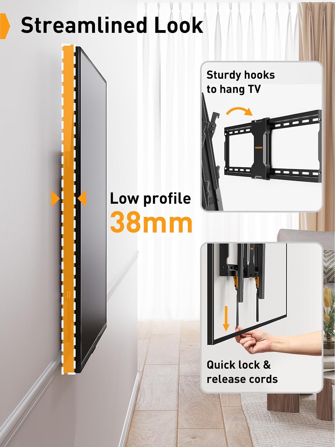 Perlegear Tilt TV Wall Bracket for 37–82 inch LCD LED TVs up to 60kg