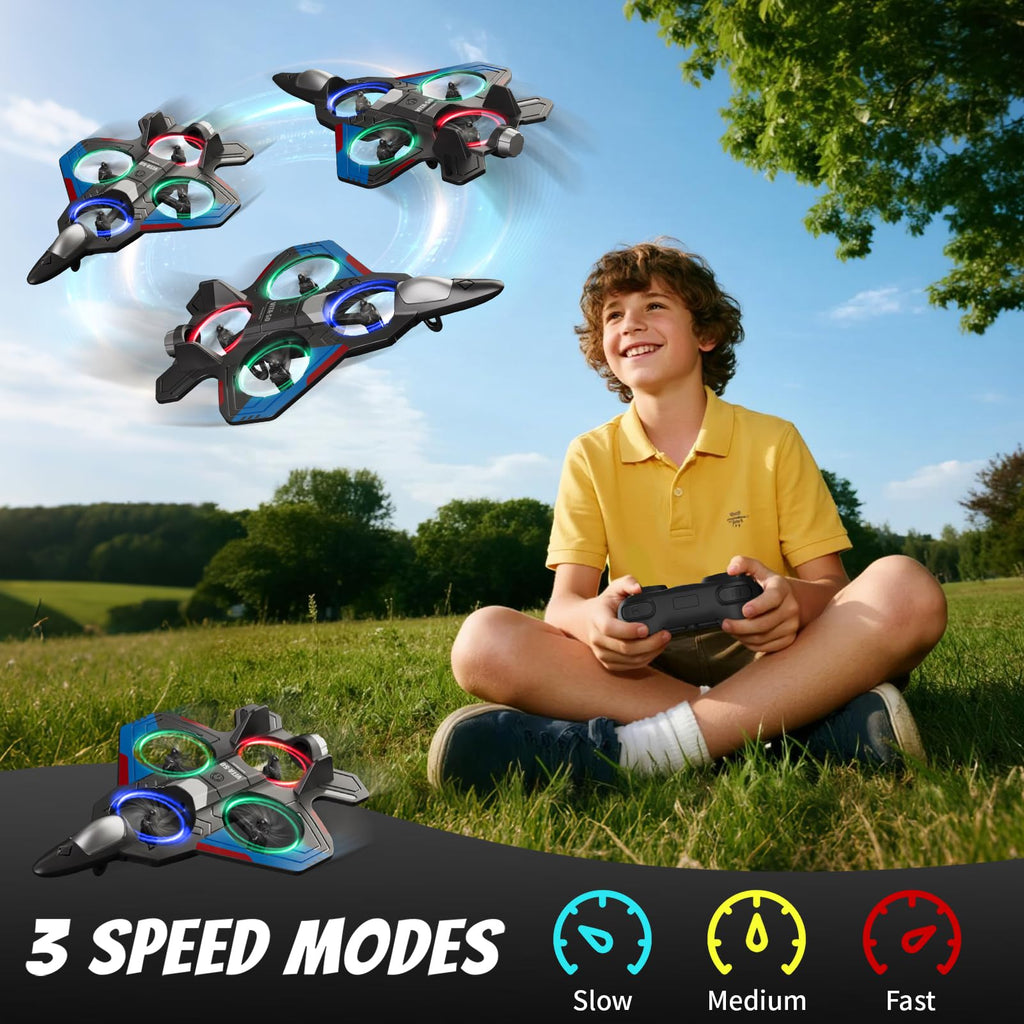 RC Planes Remote Control Airplanes Drones for Kids Adults,Black,3Batteries