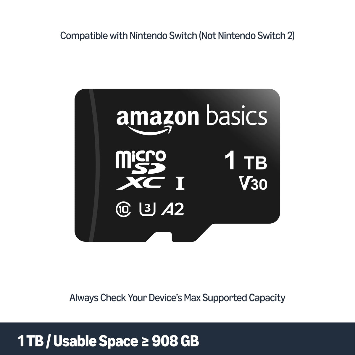 Amazon Basics 1TB Micro SD Card, Read Speed Up to 200MB/s, 1-Pack
