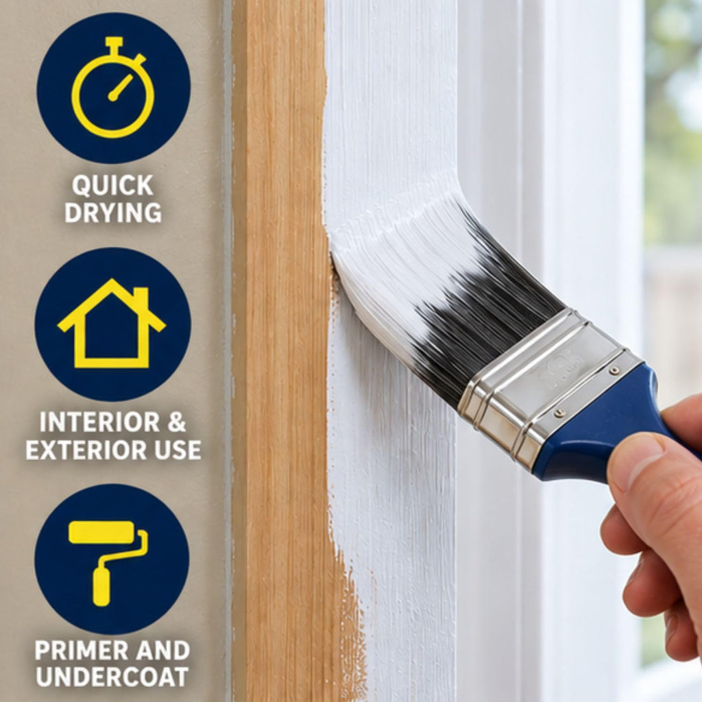 RUSTINS WHPU500 500ml Quick Dry Primer Undercoat - Fast-Drying Paint Base for Smooth Coverage; Easy-to-Use Interior & Exterior Prep Coat for Walls, Woodwork & DIY Home Decorating
