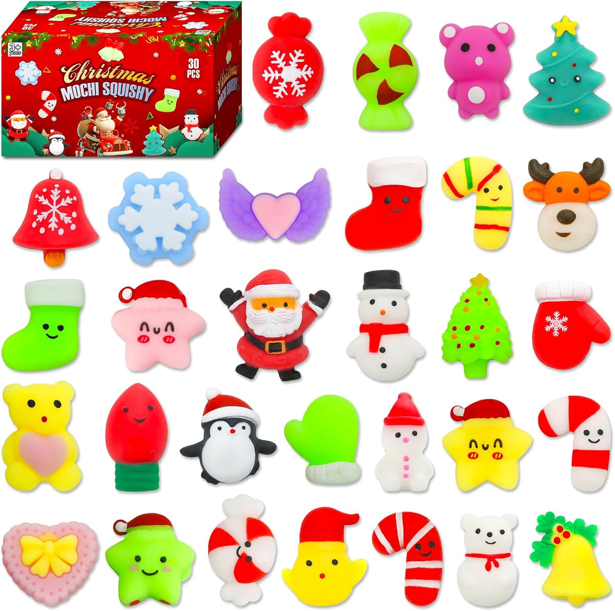 30 Pack Squishy Toys, Kawaii Squishies Party Favors for Kids 4-8 8-12 Treasure Box Toys for Classroom Birthday Xmas Gifts Goodie Bag Mini Animals Mochi Squishy Stress Relief Sensory Toys Random