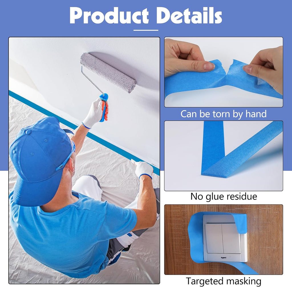 5 Rolls Painters Tape Blue, 36mm x 50m, UV & Heat Resistant