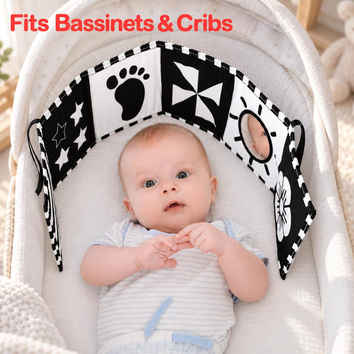 URMYWO Black and White Tummy Time High Contrast Newborn Toys 0-3 Months, Soft Baby Book, Visual Stimulation Montessori Sensory Infant Toys 0-6-12 Months, Shower Gift for Boys Girls