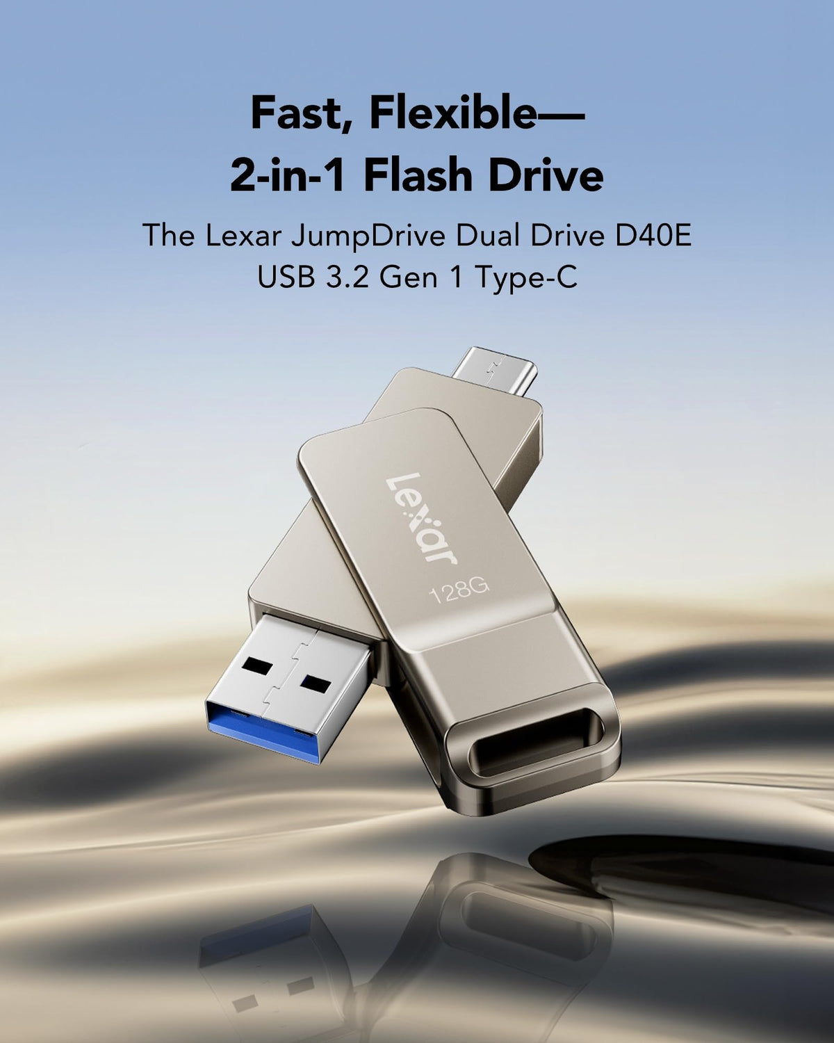 Lexar D40E 256GB Dual Usb Stick Type-C Jump Drive, Titanium Grey